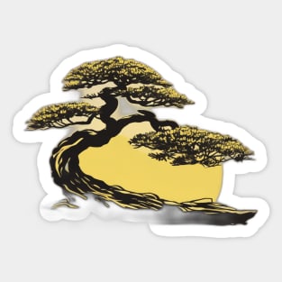 Golden Moonlight Bonsai Tree Art No. 565 Sticker